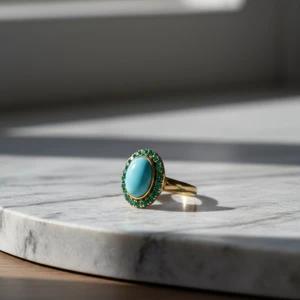 Persian Turquoise and Emerald Ring