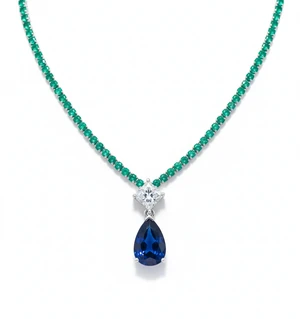 Riviera Emerald Necklace with Blue Sapphire and Diamond